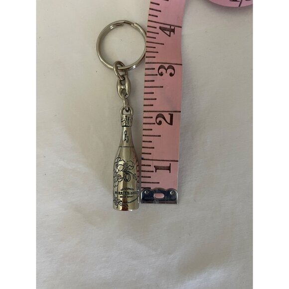 Perrier-Jouet Champagne Bottle Keychain - Silver Tone Floral Design - Picture 3 of 3